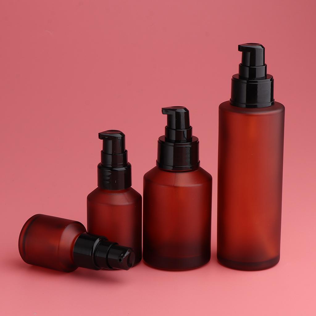 4pcs Empty Spray Pump Bottle Refillable Amber Glass Lotions Bottle 60ml/15ml