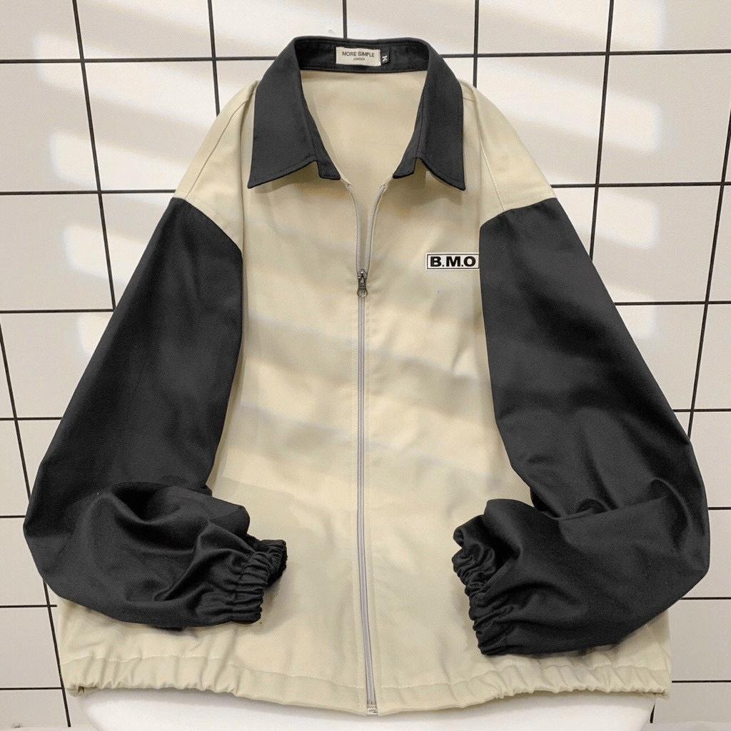(MẪU MỚI) ÁO KHOÁC KAKI NAM NƯC QUỐC DÂN CỔ BẺ THÊU BMO TAY PHỐI RẮP LĂNG SHOP VALENTINA