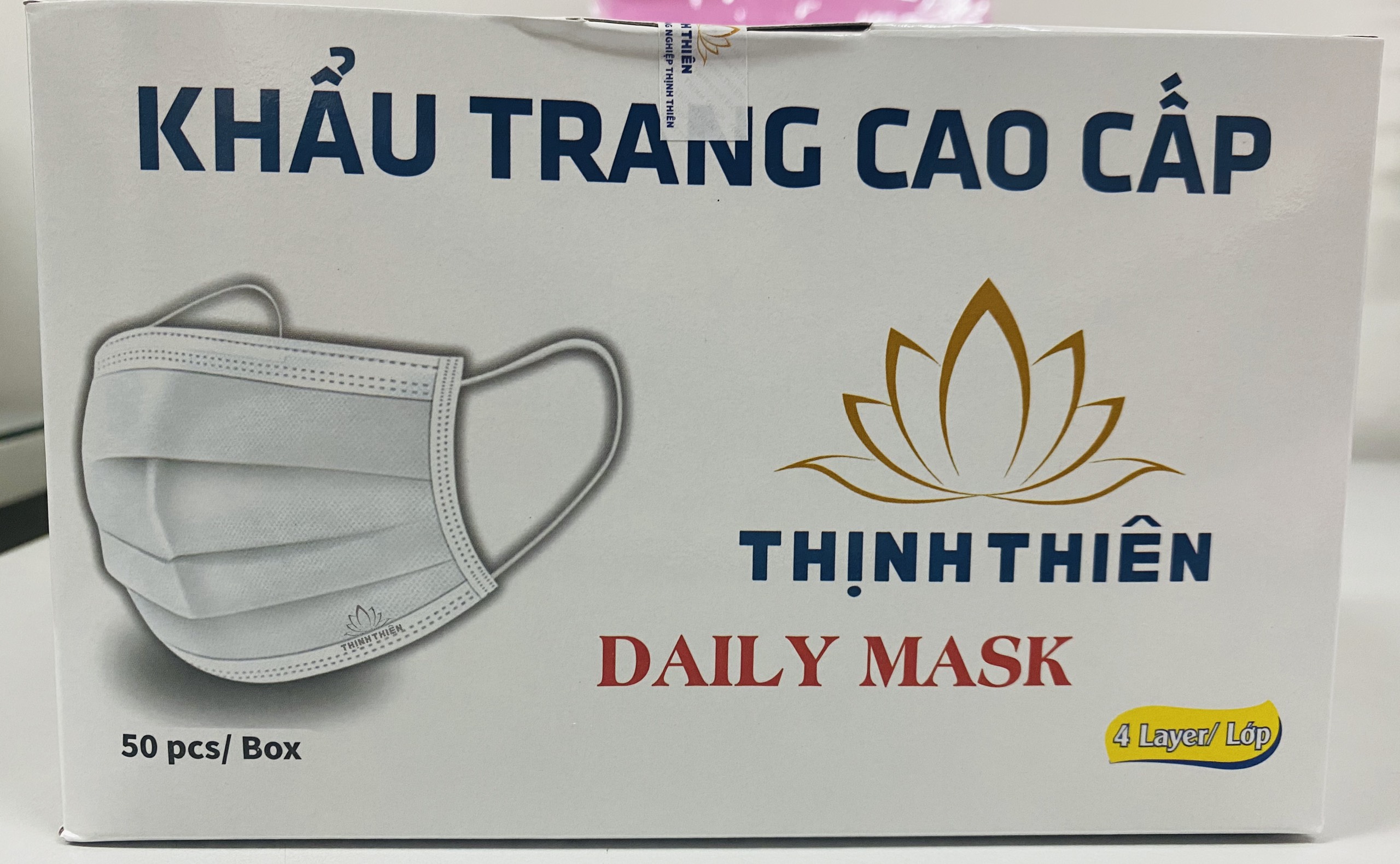 Hình ảnh Khẩu Trang Y Tế 4 Lớp Thịnh Thiên (Hộp 50 Cái - Màu Trắng)