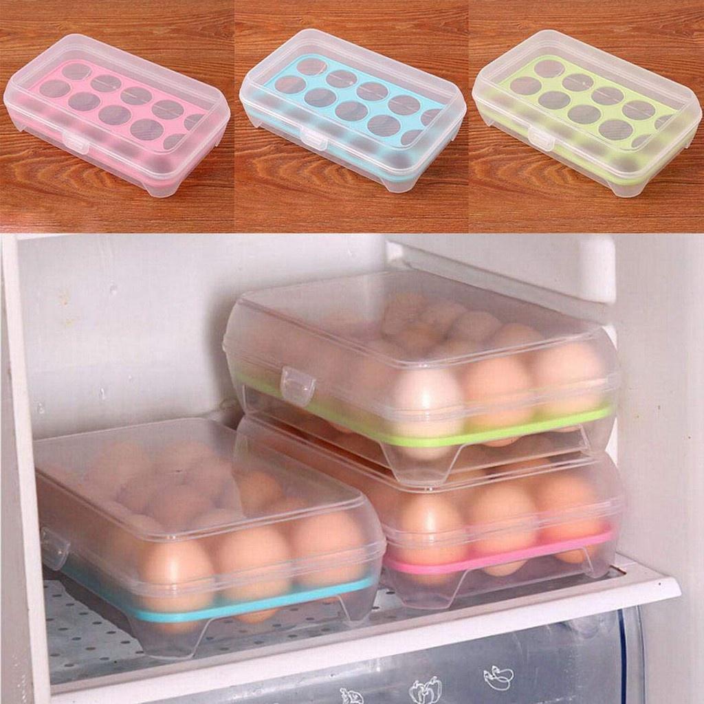 Hộp Nhựa Đựng Trứng 15 Ô Có Nắp Đậy Chắc Chắn Bảo Quản Trứng Để Tủ Lạnh Tránh Va Chạm Bể Vỡ