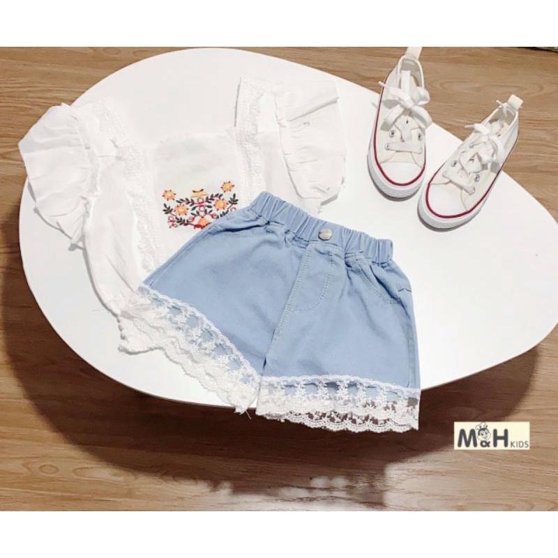 Sét áo kiểu+ quần bò ren