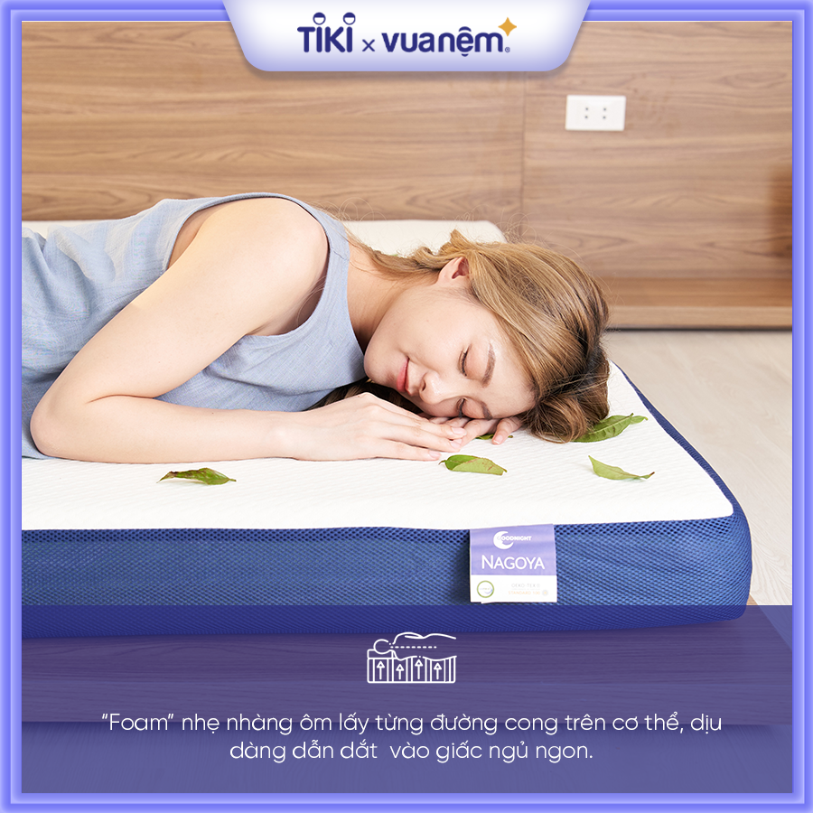 Nệm foam Premium Goodnight Nagoya 12cm tại Vua Nệm - Bảo vệ cột sống, kháng khuẩn hiệu quả