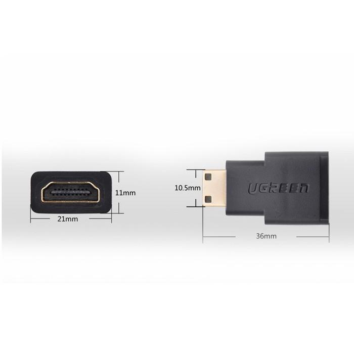 Đầu chuyển mini HDMI dài 25mm UGREEN 20101 (màu đen) - Hàng chính hãng