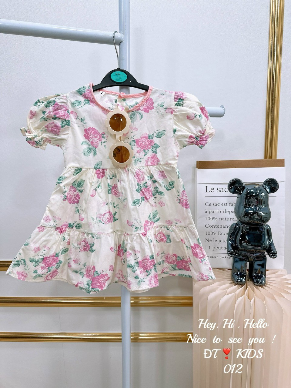 Váy bé gái 10-29kg dáng babydoll xòe siêu xinh Baby-S, Đầm bé gái họa tiết hoa hồng xinh xắn - SD105