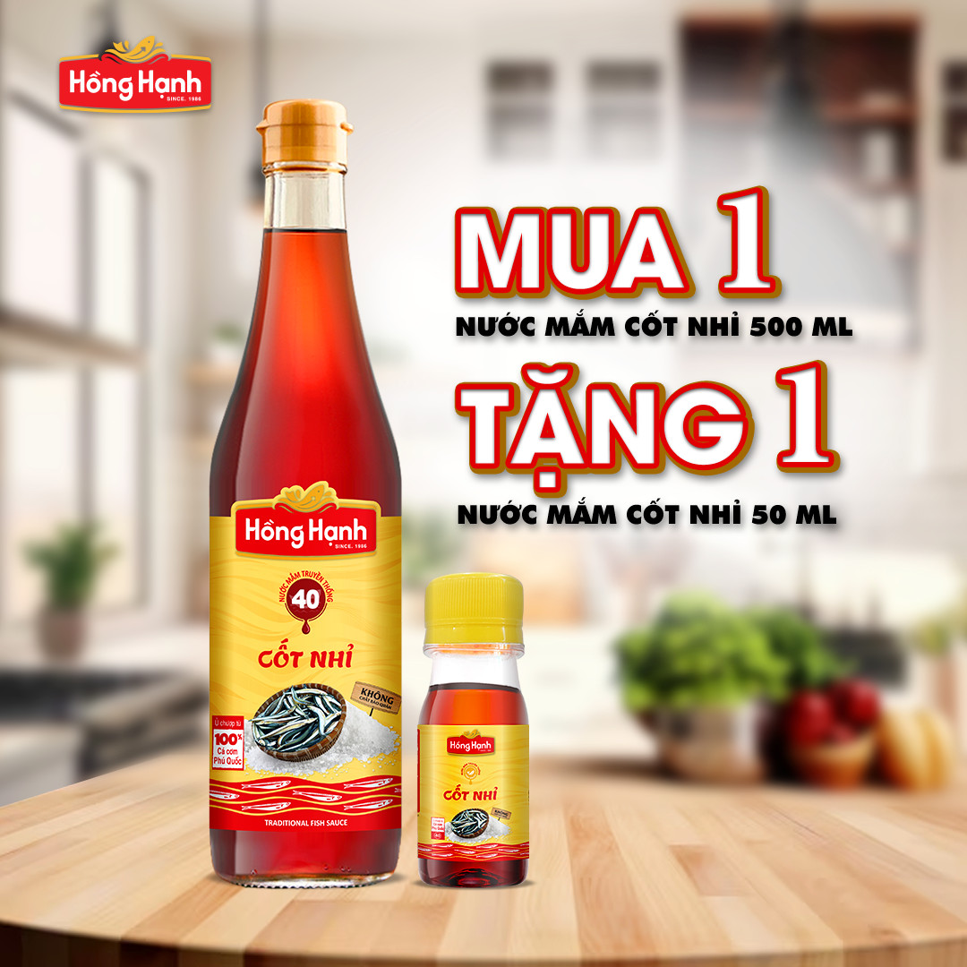 15 - 17.11 Mua 1 Tặng 1 Nước Mắm Truyền Thống Phú Quốc Hồng Hạnh Cốt Nhỉ 40 Độ Đạm Dung Tích 500Ml - Chấm Sống Tuyệt Ngon, Vẹn Tròn Dưỡng Chất
