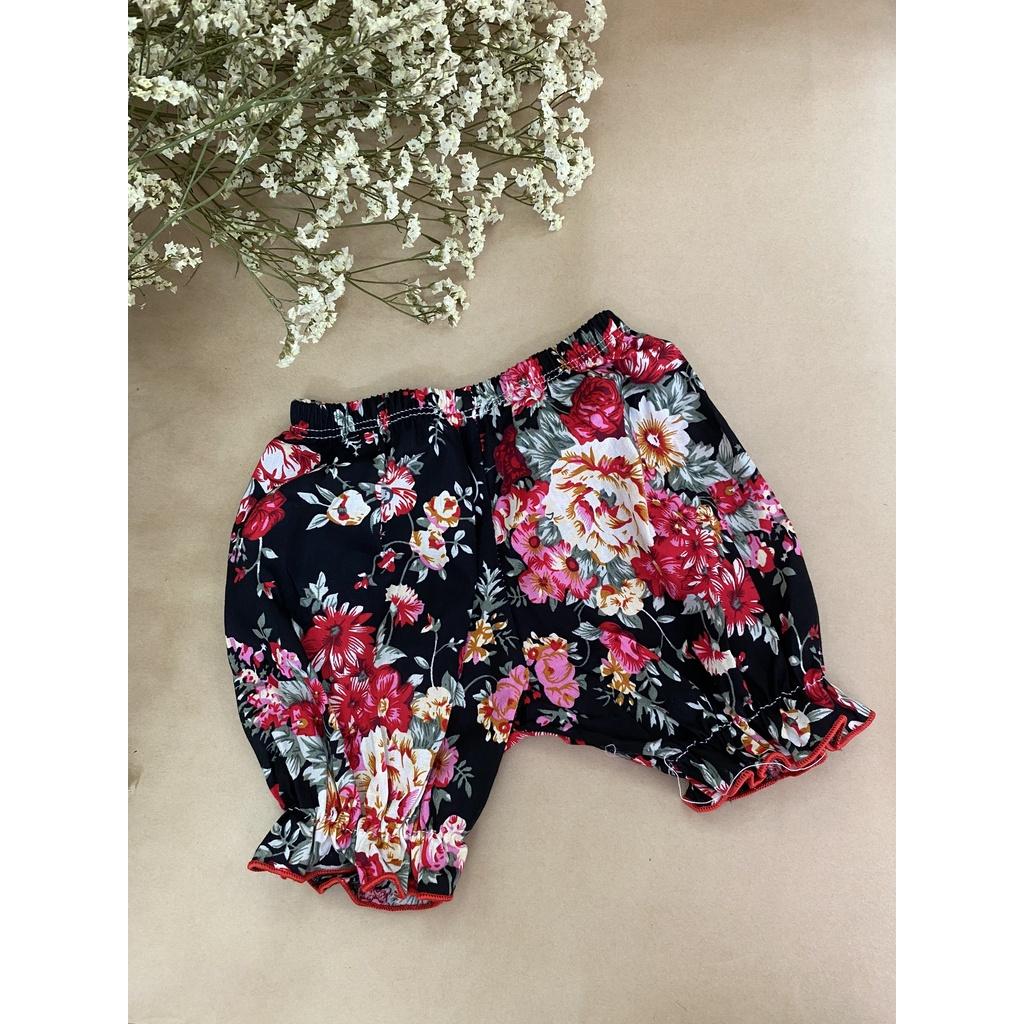 Quần kate bí bé gái Mint Baby, Quần short em bé, Quần ngắn hoạ tiết hoa nhí