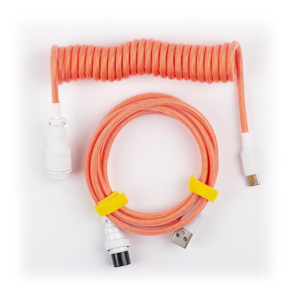 Dropshipping Coile 1.8m Loại C USB Cáp GX16 cho bàn phím cơ khí kết nối Aviator Connector Paracord với tay áo đôi