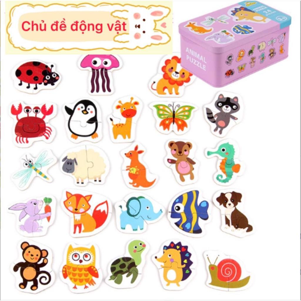 Đồ chơi tranh ghép gỗ 2 mảnh Puzzle cho bé; tranh xếp hình, ghép hình bằng gỗ giúp bé phát triển trí tuệ tư duy sáng tạo