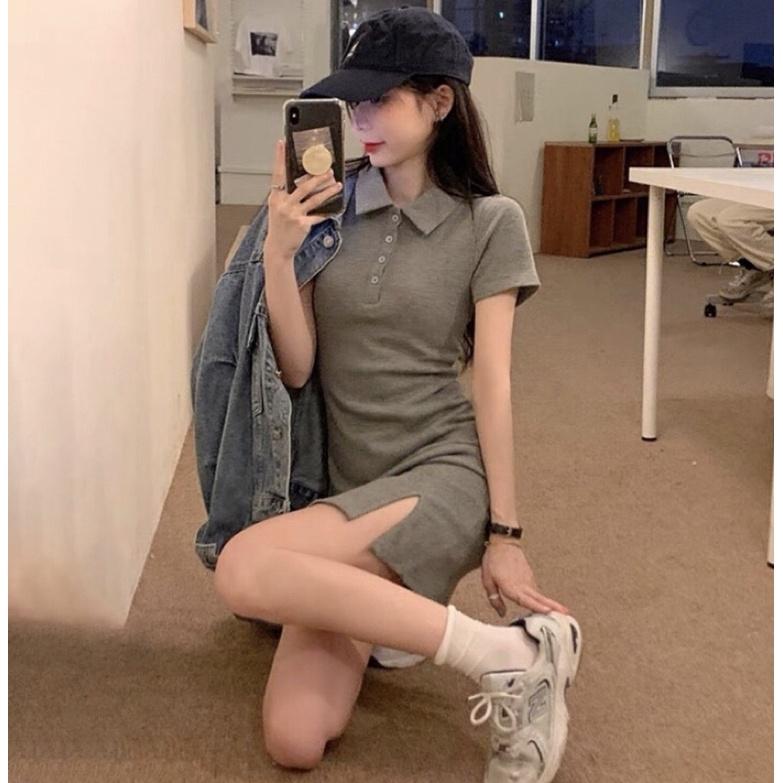 Váy Polo body xẻ trước ôm dáng