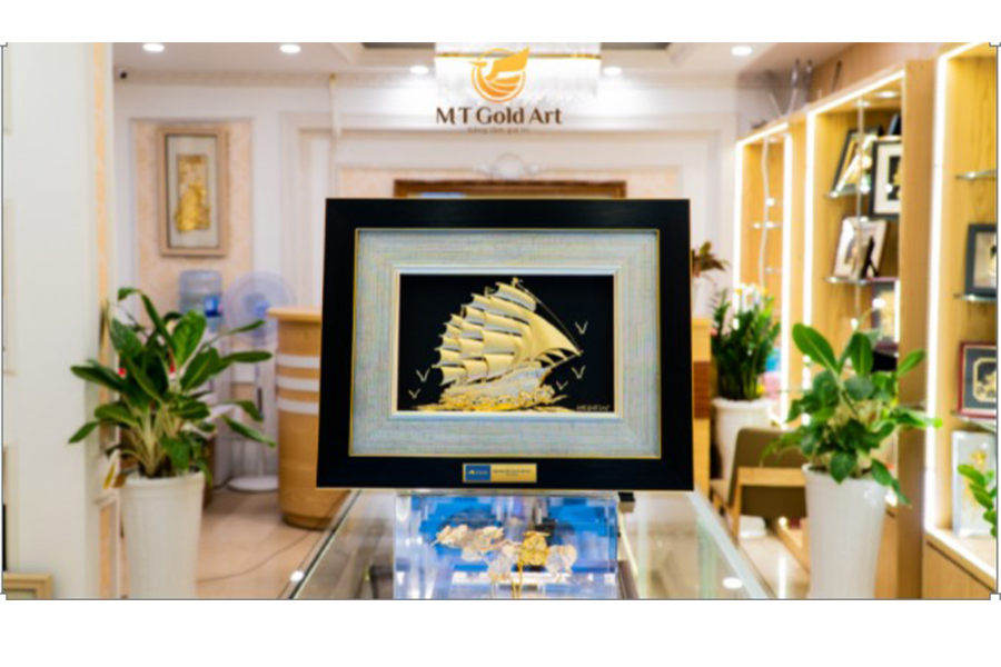 Hình ảnh Tranh Thuyền buồm Dát Vàng 24k MT Gold Art (27x34cm) M02- Hàng chính hãng, trang trí nhà cửa, phòng làm việc, quà tặng sếp, đối tác, khách hàng, tân gia, khai trương 