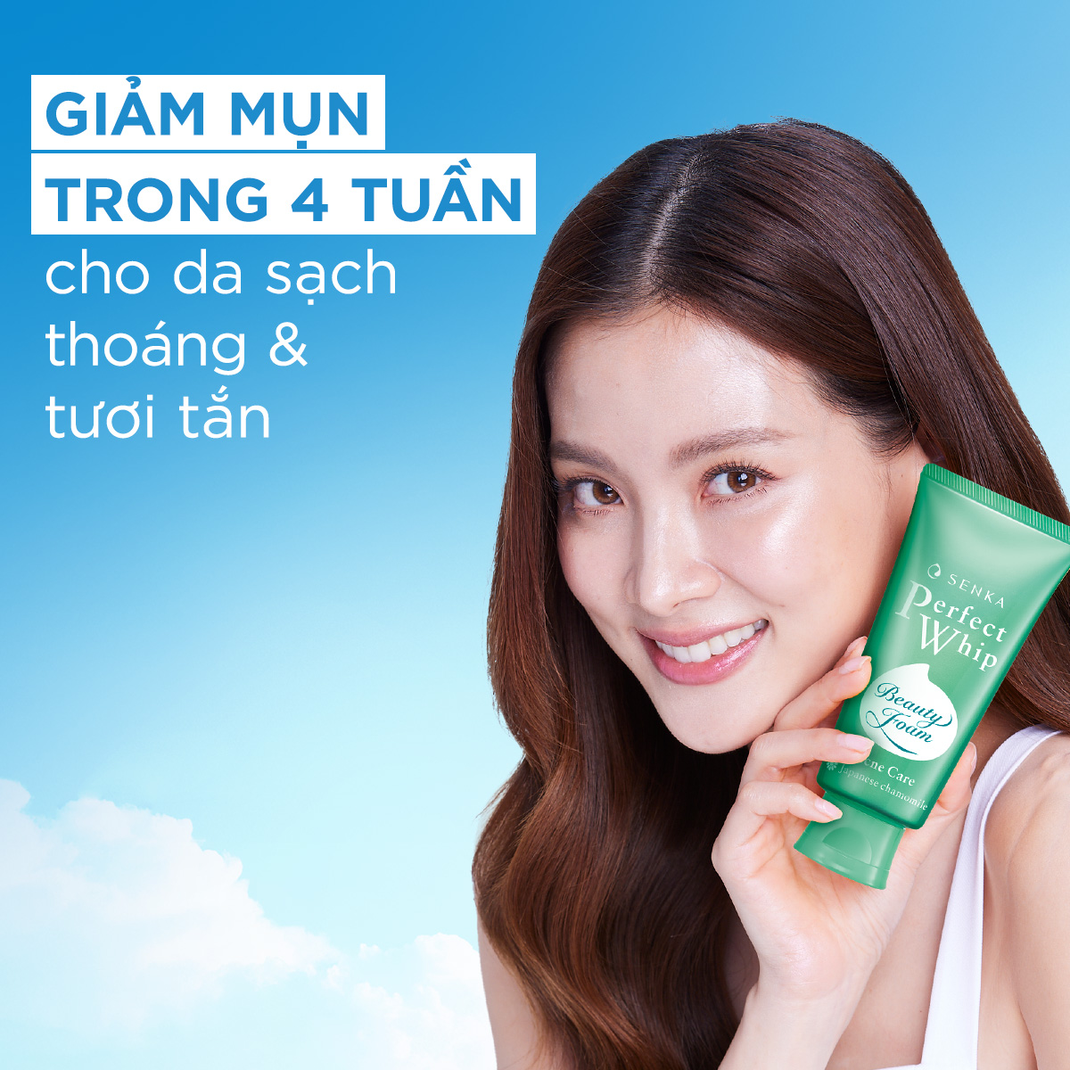Combo 2 Sữa rửa mặt dành cho da mụn Senka Perfect Whip Acne Care 100g x 2