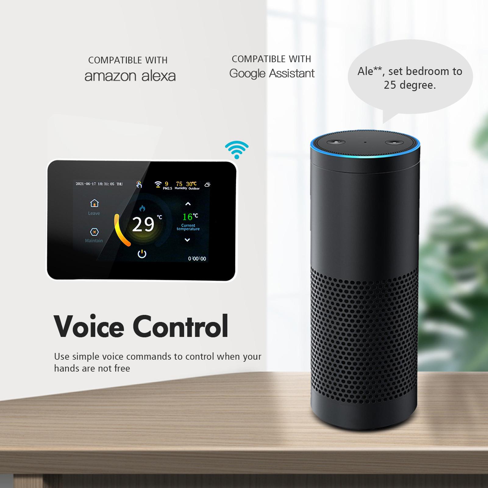 85-275V Wi-Fi Smart Thermostat Programmable Thermostat 5+2/ 6+1/ 7 Days Schedule APP Remote Control Voice Control