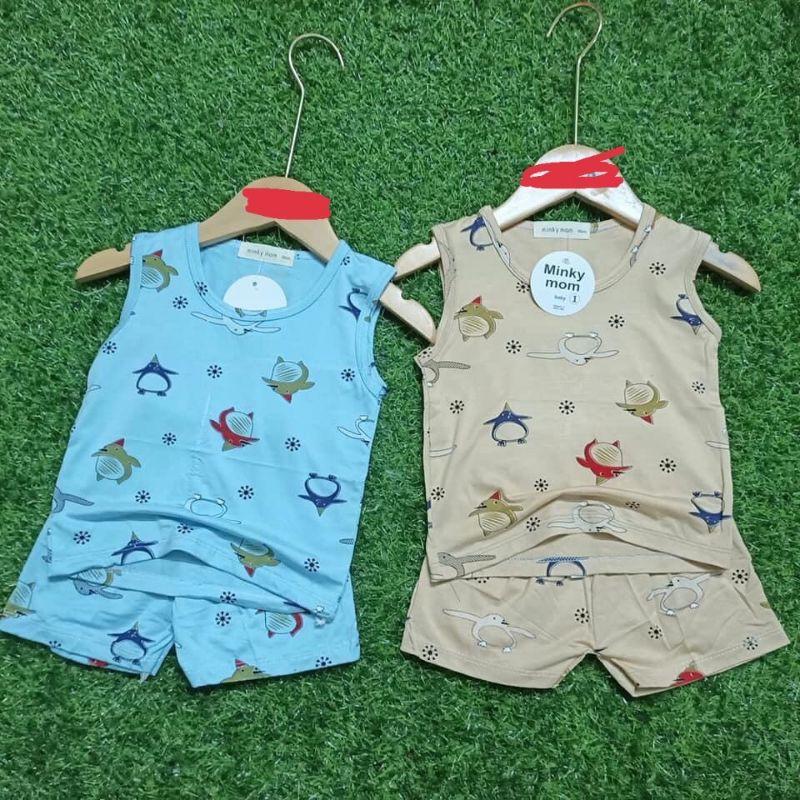 Bộ ba lỗ thun lạnh MinkyMom cho bé trai, bé gái size nhí