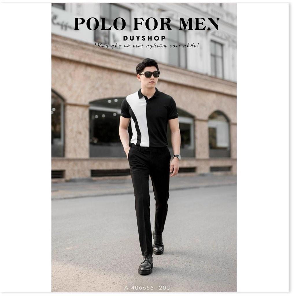 Áo thun nam cổ trụ phối NEW SỌC TRẮNG ĐEN CỰC ĐẸP , HOT PHONG CÁCH HÀN THỜI TRANG LANA FASHION