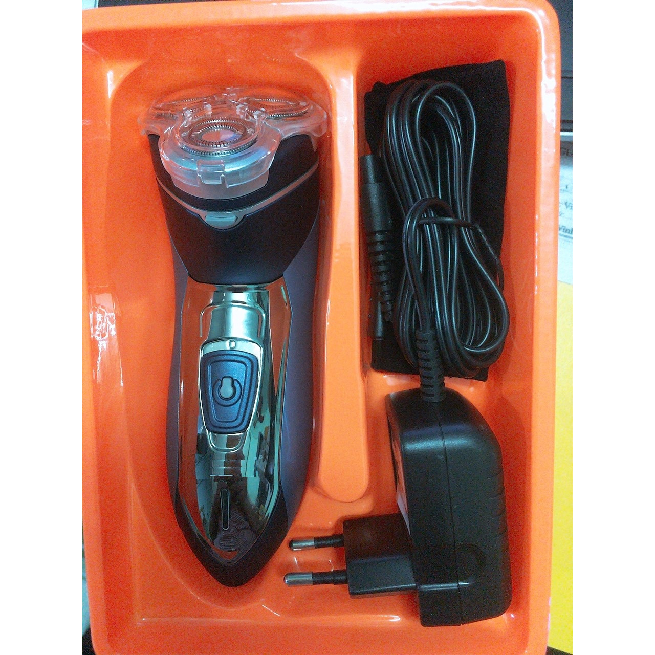 Máy Cạo Râu 3 Lưỡi KM-7390 Tròn Chống Nước - Tặng túi đựng