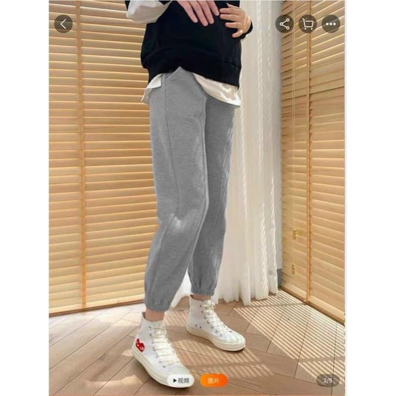 Quần bầu baggy chất cotton mịn bo gấu có đáp bụng có size