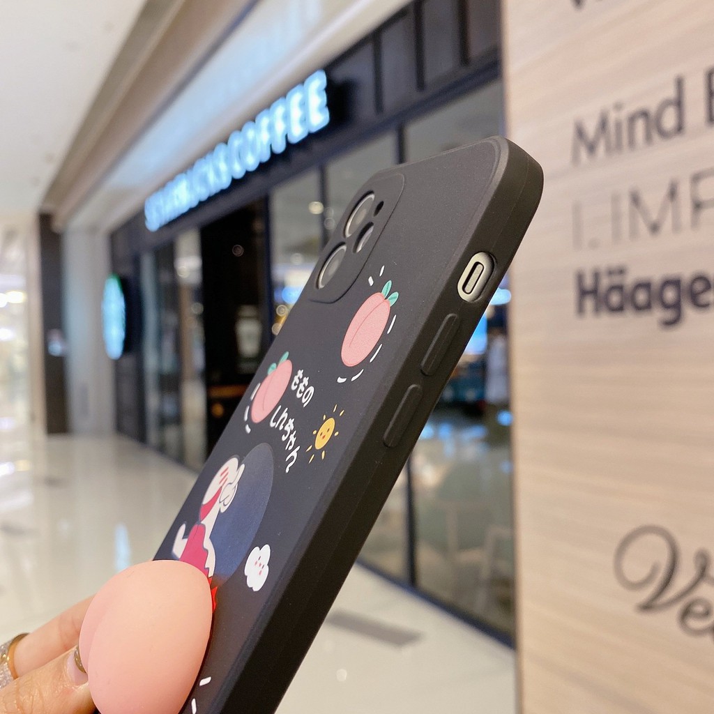 Ốp Lưng iPhone Cạnh Vuông Mông Đào Dành Cho iPhone 6 / 6 Plus / 7 / 7 Plus / 8 / 8 Plus / X / Xs / Xs Max / 11 / 11 Pro / 11 Pro Max / 12 / 12 Pro / 12 Pro Max