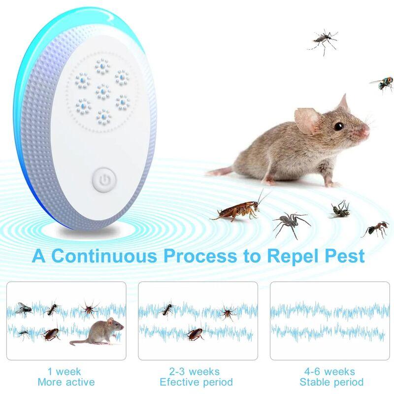 Phích cắm chống muỗi với thiết bị chống rung siêu âm và chống lỗ hổng có hiệu quả để đẩy lùi chuột, muỗi, gián, chuột, màu trắng, 4 phòng