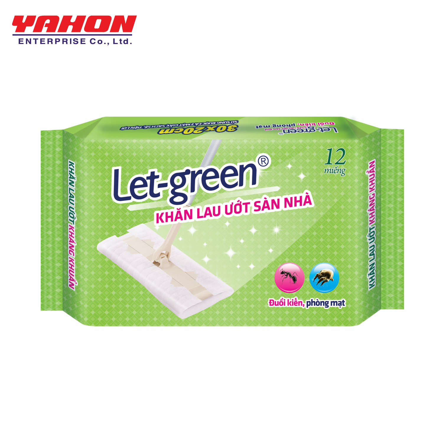 Bộ Cây Lau Nhà Đa Năng LET-GREEN (Cây Lau + Khăn Lau Sàn + Vải Hít Bụi + 2 Bao Giấy Vệ Sinh) - Kháng Khuẩn Đuổi Kiến Phòng Mạt