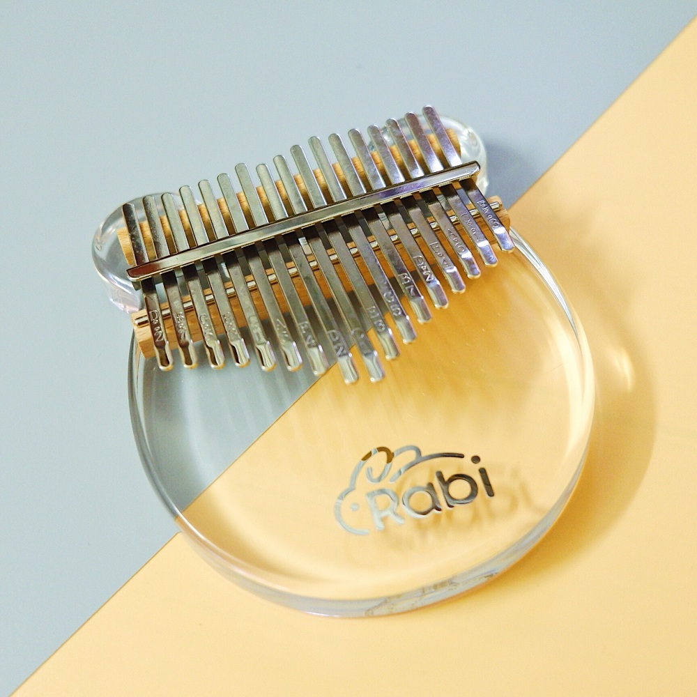 Combo Đàn Kalimba Trong Suốt RABI RC01 Hình Gấu, Hộp Chống Sốc K01