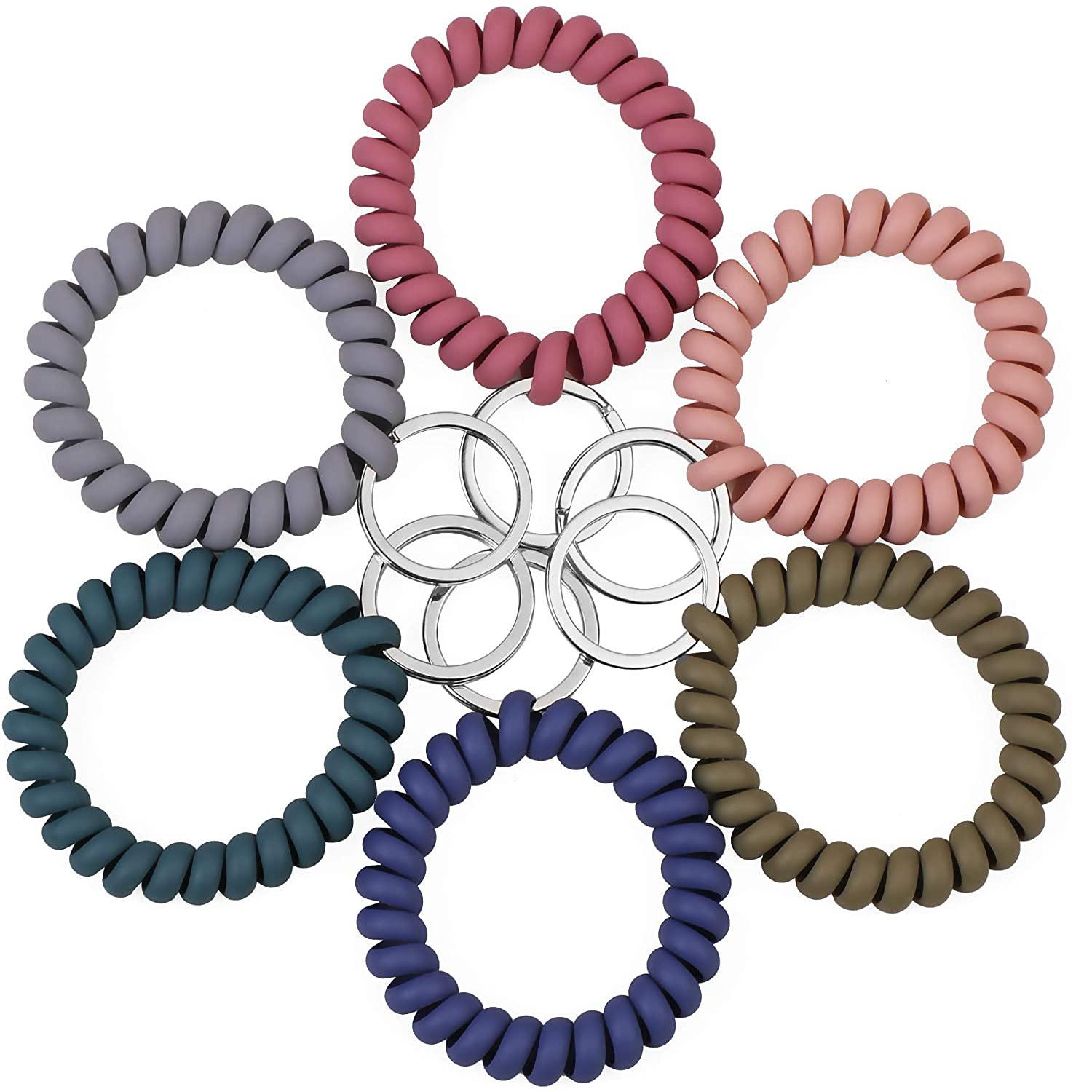 6PCS Cổ tay đeo tay có thể kéo dài cổ tay, lò xo cuộn dây đeo cổ tay vòng đeo tay