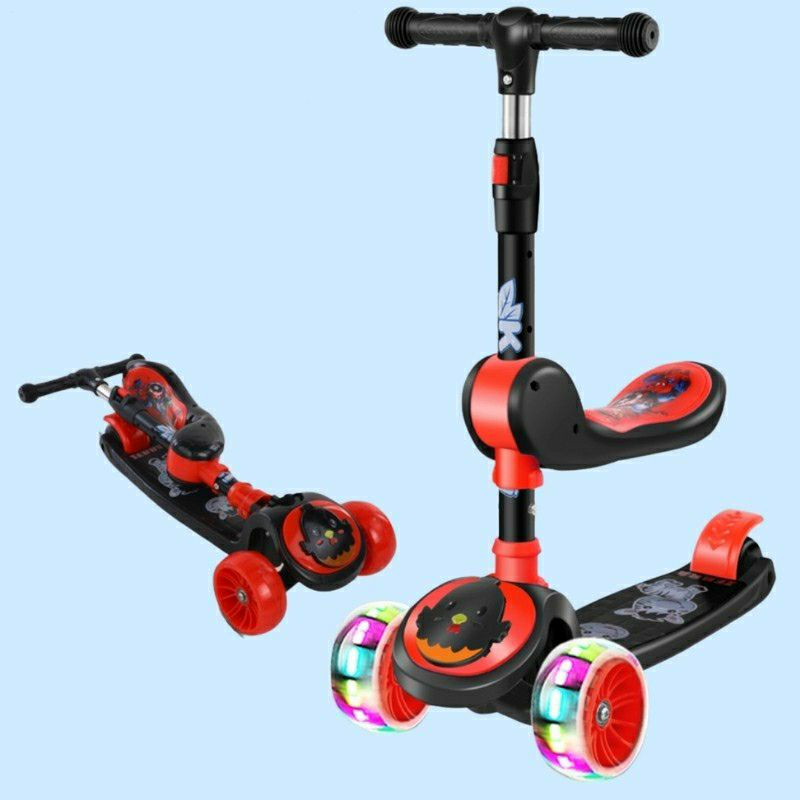 Xe Scooter, Chòi chân, Xe trượt cho bé bánh có đèn có nhạc 3 in 1 chịu lực 90KG