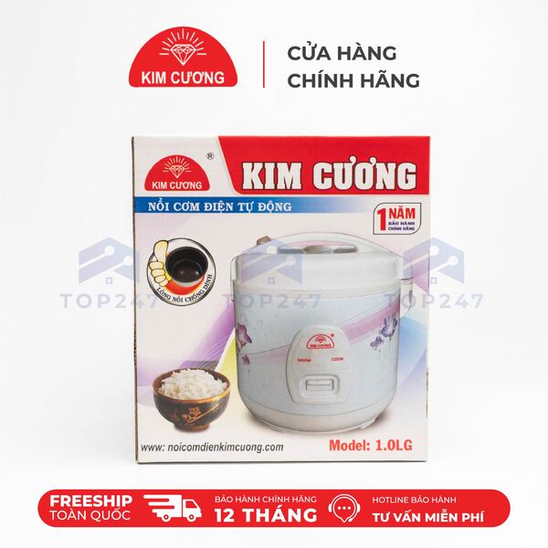 Nồi Cơm Điện Kim Cương 1.0 Lít Nắp Gài Chống Dính - Hàng Chính Hãng