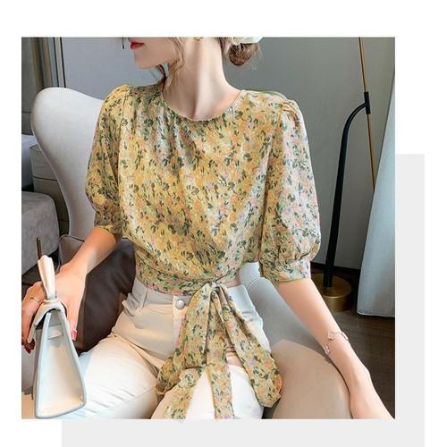 ÁO HOA CROPTOP THẮT NƠ XINH XẮN_CÓ 2 MÀU