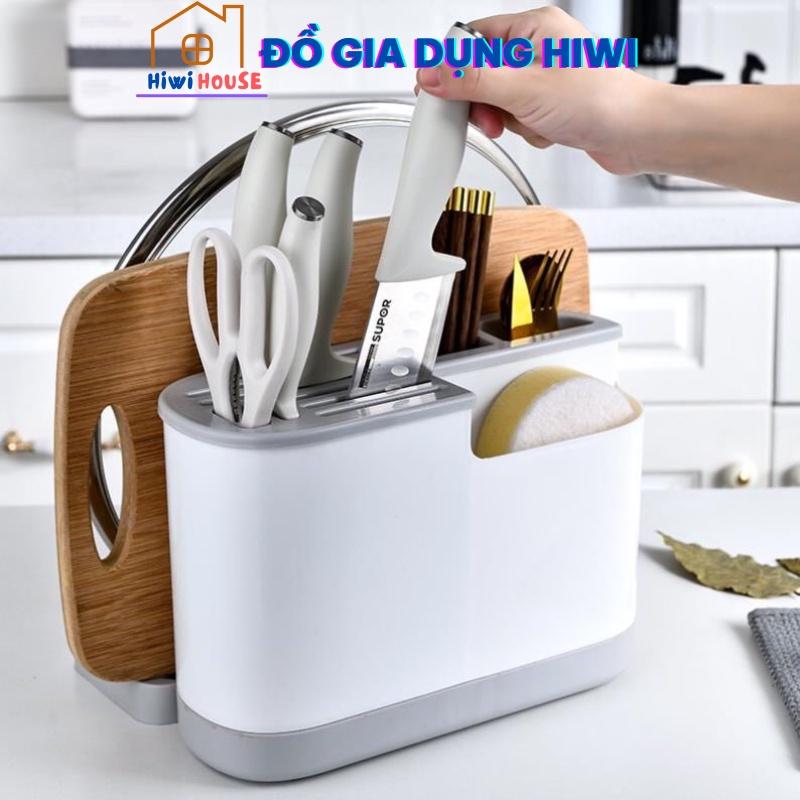 Khay kệ ống đựng đũa muỗng cắm dao kết hợp giá để úp thớt nắp vung để đồ nhà bếp ĐA NĂNG