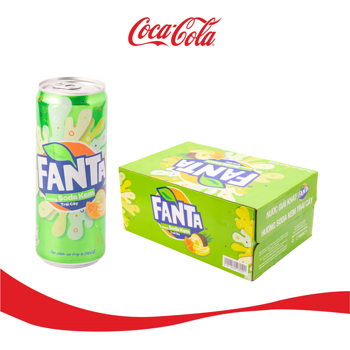 Thùng 24 Lon Nước Giải Khát Có Gas Fanta Soda Kem 320ml x 24