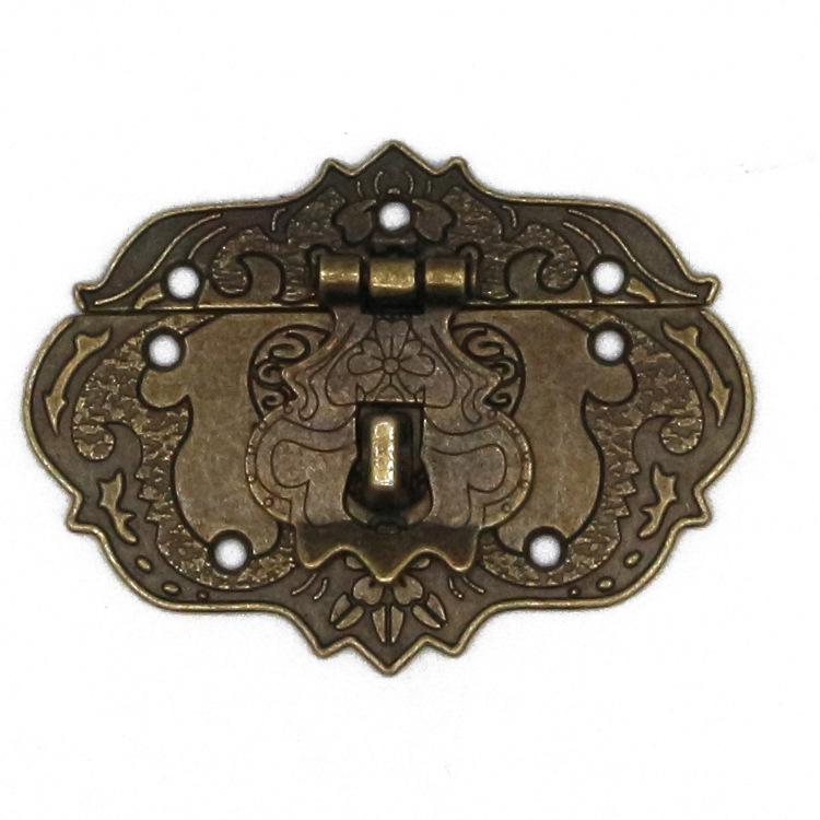 Đóng đồ cổ 4X, Thiết kế sắt bằng đồng, khóa đồ nội thất, phụ kiện cho khóa khóa trên các hộp slide, 76 x 57 mm bao gồm ốc vít, bộ 4 bộ