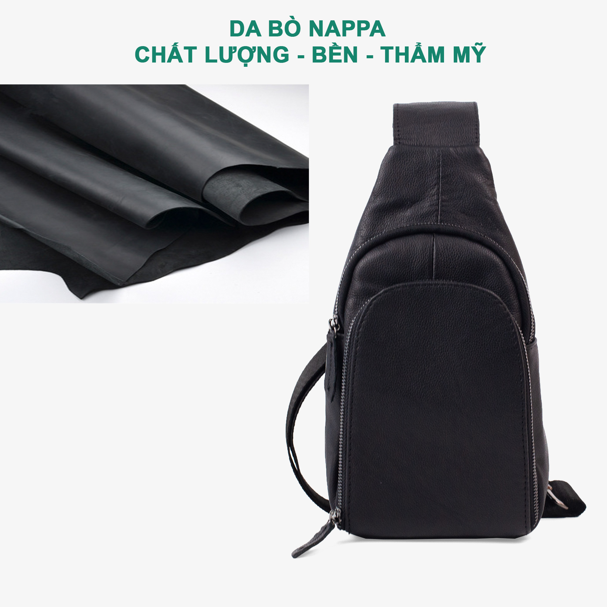 Túi đeo chéo da bò thật Venus Bụi Leather DC108 - Da bò Nappa cao cấp - Bảo hành 12 tháng