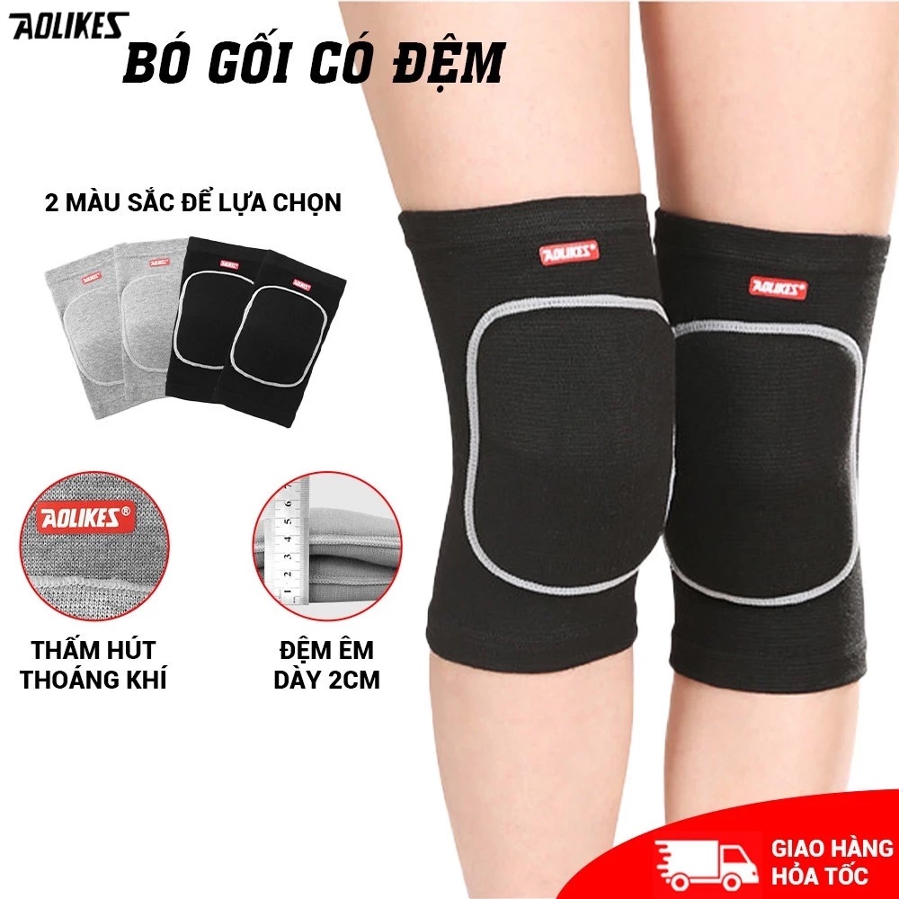 Đai miếng đệm bảo vệ đầu gối AOLIKES A-0210 hỗ trợ chơi thể thao, gym, yoga có đệm mút chống chấn thương đầu gối