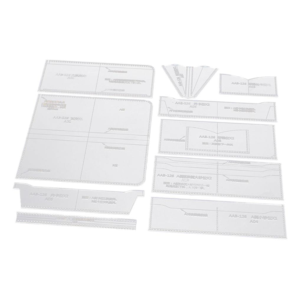 10 Pieces Acrylic Billfold Stencil Template Set for Women Men Unisex, Wallet