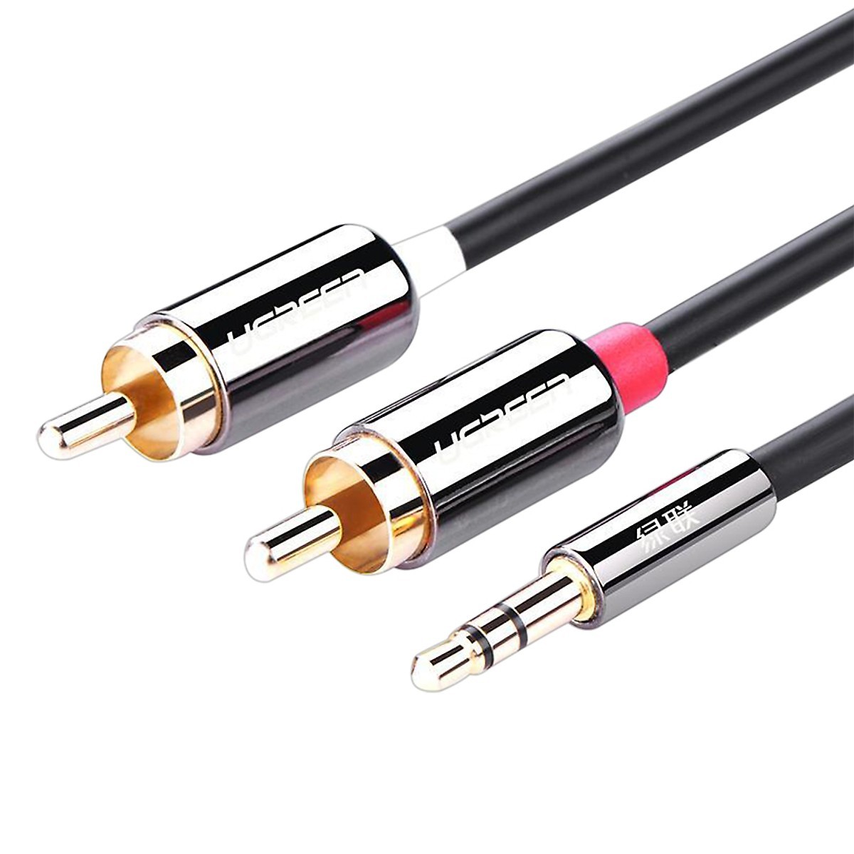 Dây Loa Audio 1 đầu 3,5 mm ra 2 đầu hoa sen (RCA) dài 2m UGREEN - Hàng Chính Hãng