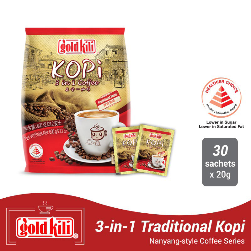 Cà phê Kopi 3 trong 1 Gold Kili vị truyền thống 600g - Singapore