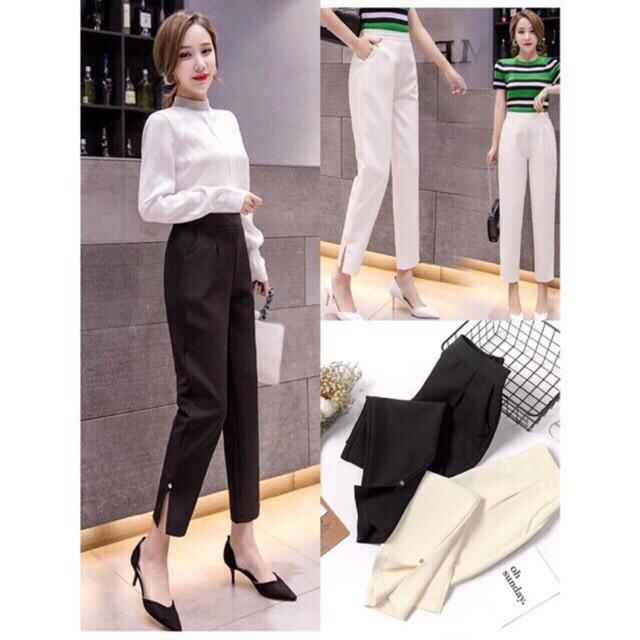 SALE TẾT : Quần tây công sở khoá sườn xẻ gấu cách điệu