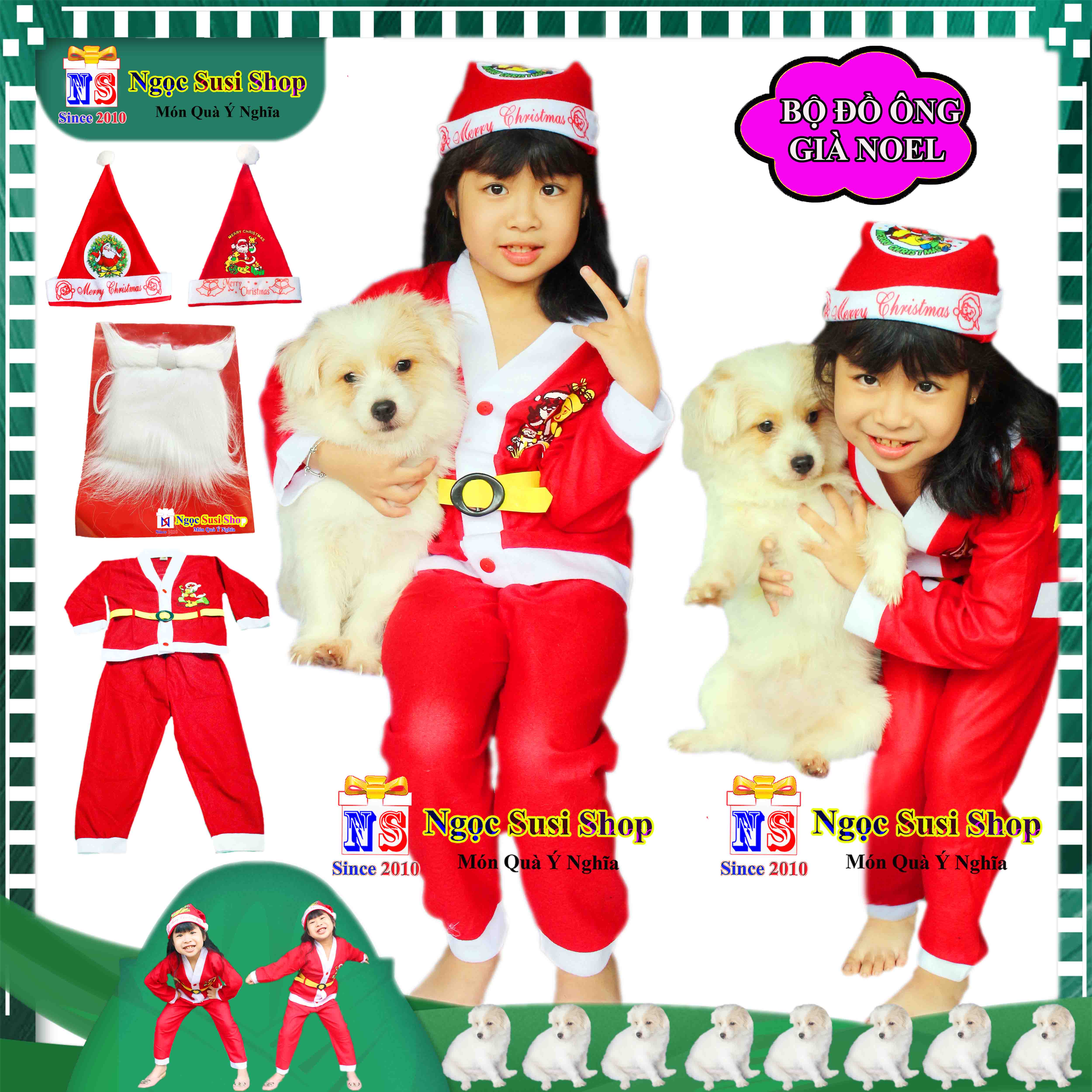 QUẦN ÁO ÔNG GIÀ NOEL ĐỒ NOEL CHO BÉ TỪ 1 - 10 TUỔI CHẤT VẢI NỈ - TRANG PHỤC NOEL GIÁNG SINH