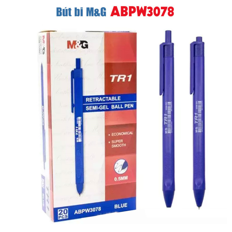 Bút bi bấm Semi Gel M&G ABPW3078 màu Xanh dương/ Đen/ Đỏ 0.5 mm - TR1
