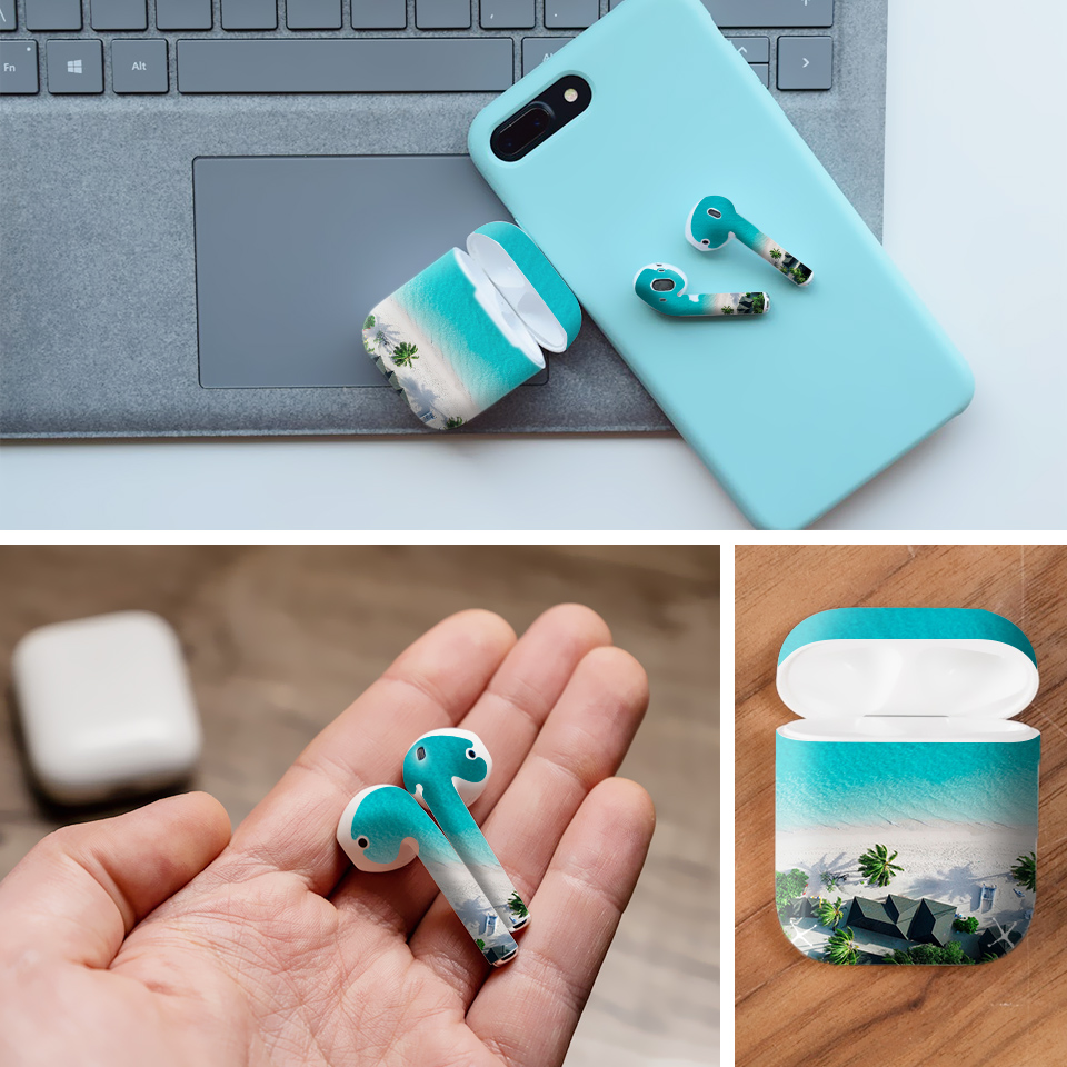 Miếng dán skin chống bẩn cho tai nghe AirPods in hình thiết kế - atk284 (bản không dây 1 và 2)