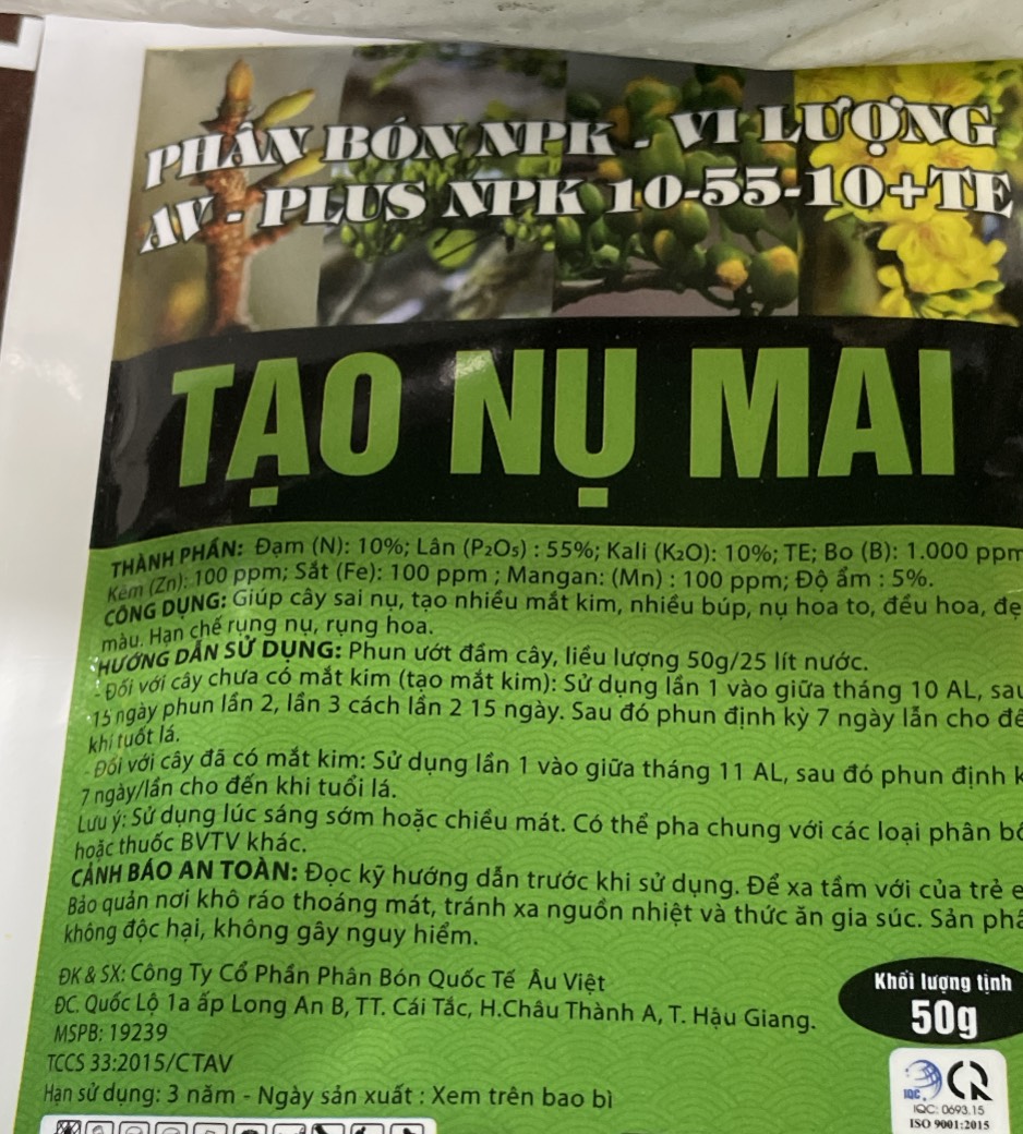 Phân bón lá Chuyên gia dưỡng Nụ Mai Tạo Nụ Mai gói 50gr