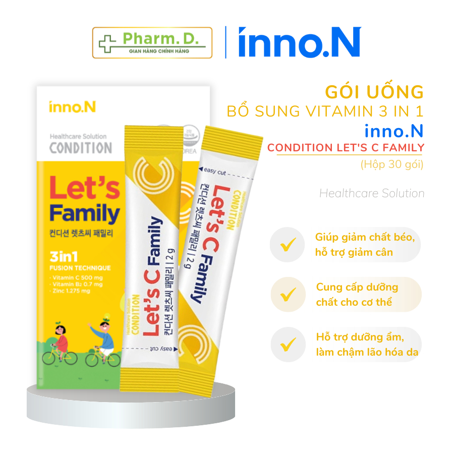 Gói Uống CONDITION Let's C Family inno.N Bổ Sung Vitamin C, Kẽm, Vitamin B2 Hỗ Trợ Sức Khỏe