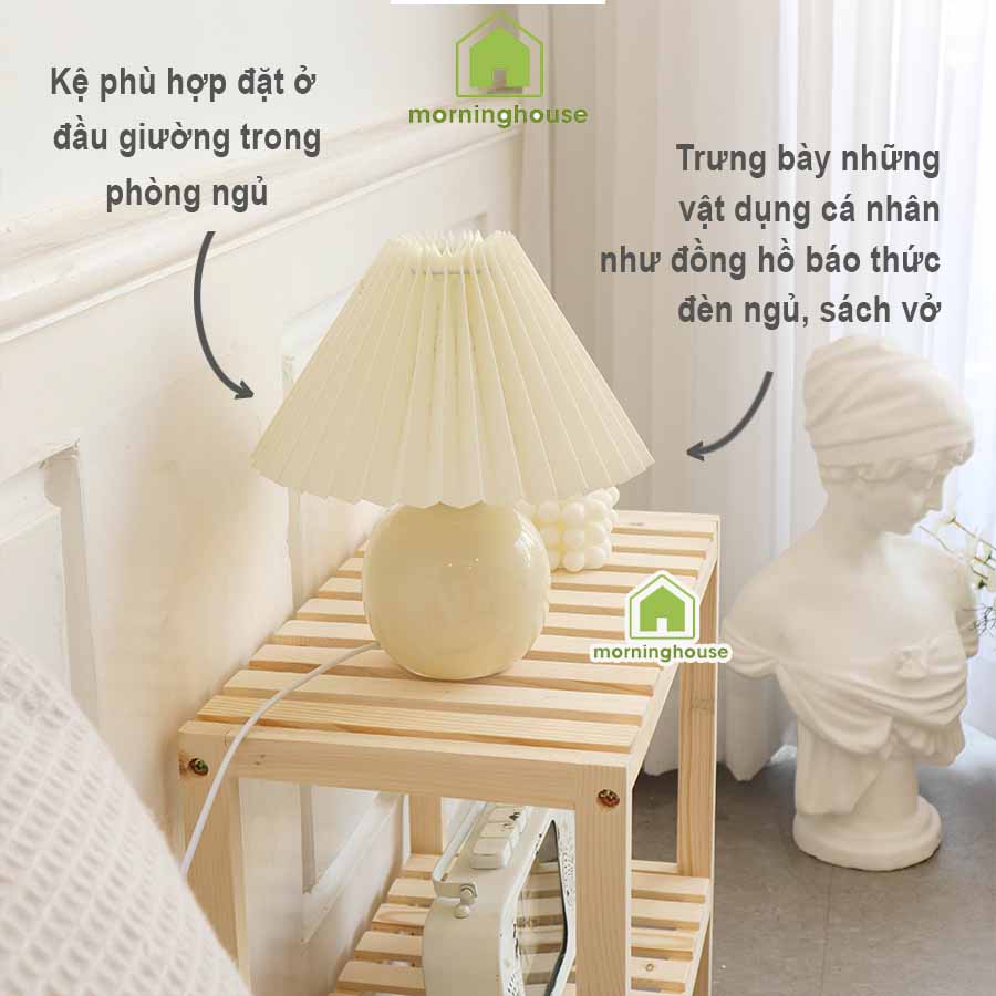 Kệ Gỗ Decor Phòng Ngủ Morning House 2 Tầng 800- Tháo lắp tiện lợi, gỗ thông màu sắc đẹp, đem lại cảm giác ấm cúng cho căn phòng của bạn