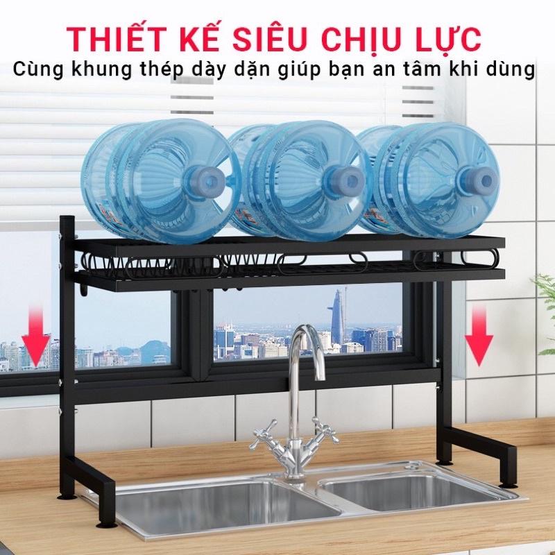 Kệ Để Chén Đĩa Thông Minh Trên Bồn Rửa Bát Sơn Đen Tĩnh Điện Cao Cấp