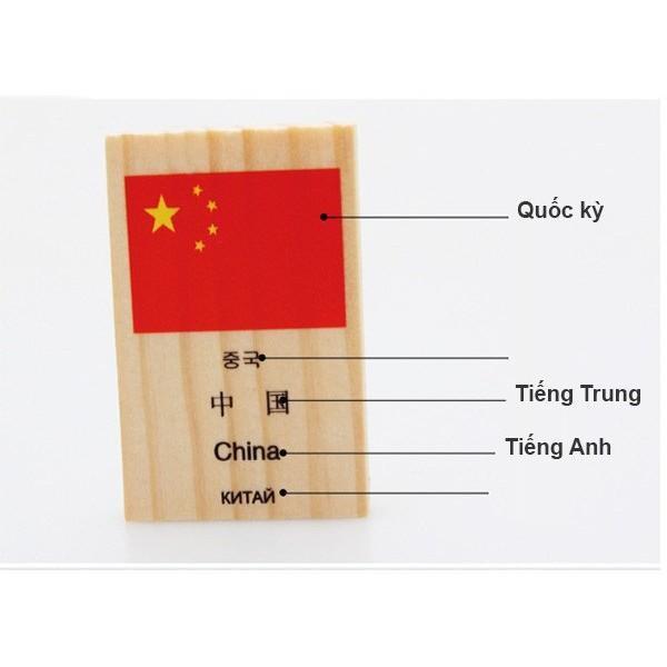 Bộ Domino 100 cờ bằng gỗ 4 thứ tiếng Hàn, Trung Q quà tặng cho bé trẻ em