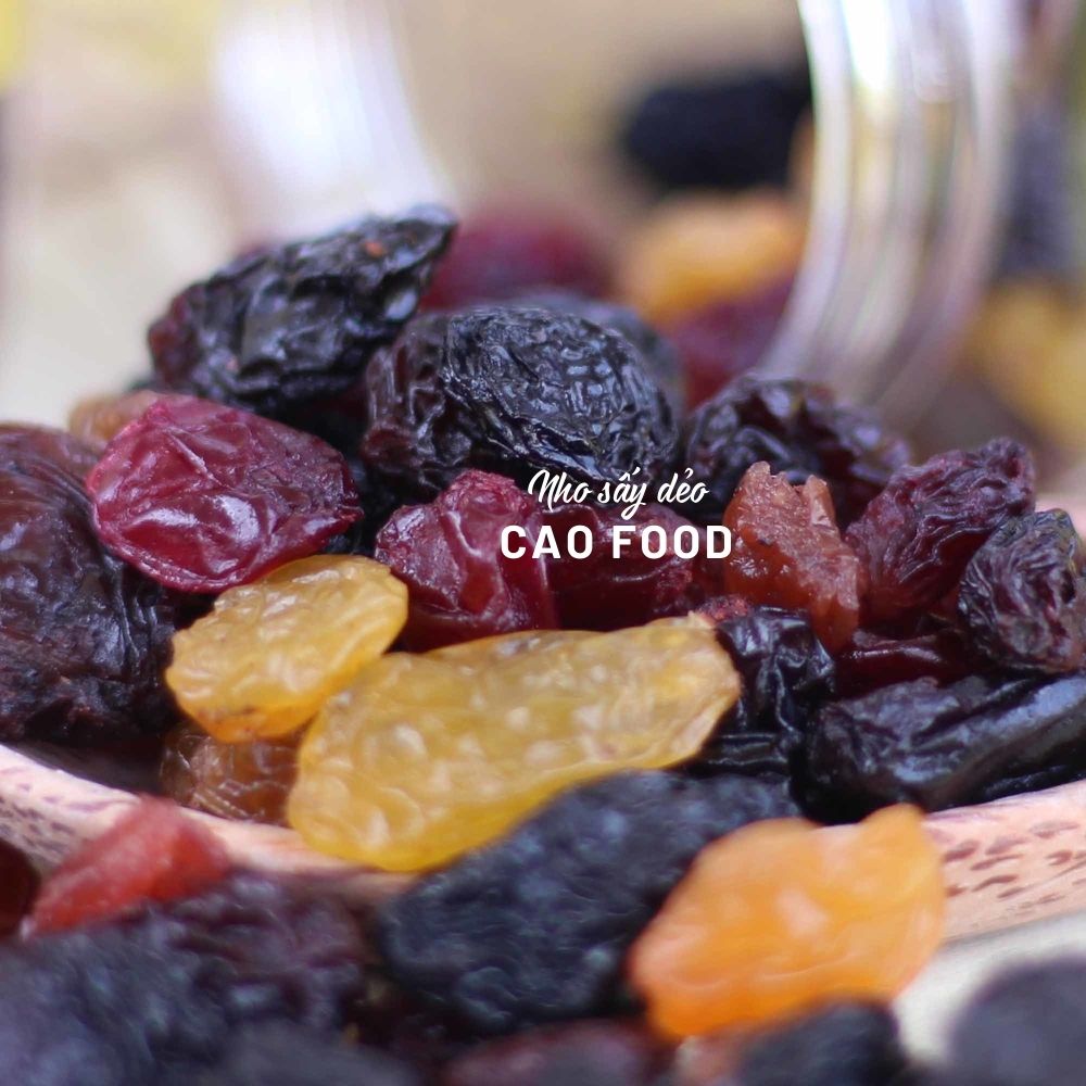 Nho sấy dẻo mixed 3 màu CAO Food từ 100% nho tươi nhập khẩu Mỹ - sấy mọng chua ngọt tự nhiên