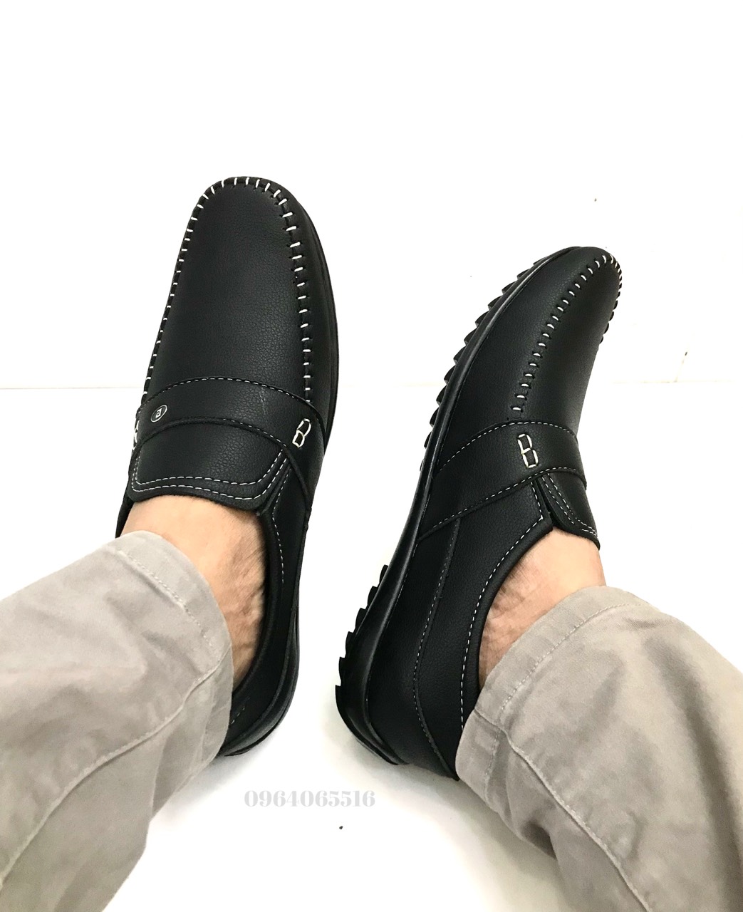 Giày mọi nam mẫu mới..da mềm..size từ 39 - 44..mã GM06..màu đen..đế khâu sẵn rất chắc chắn