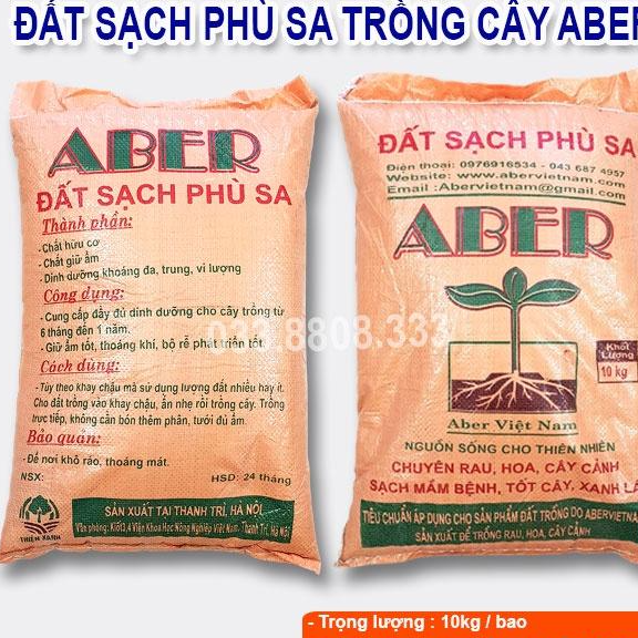 Đất phù sa dinh dưỡng ABER (10kg) - Trồng rau, hoa, cây cảnh