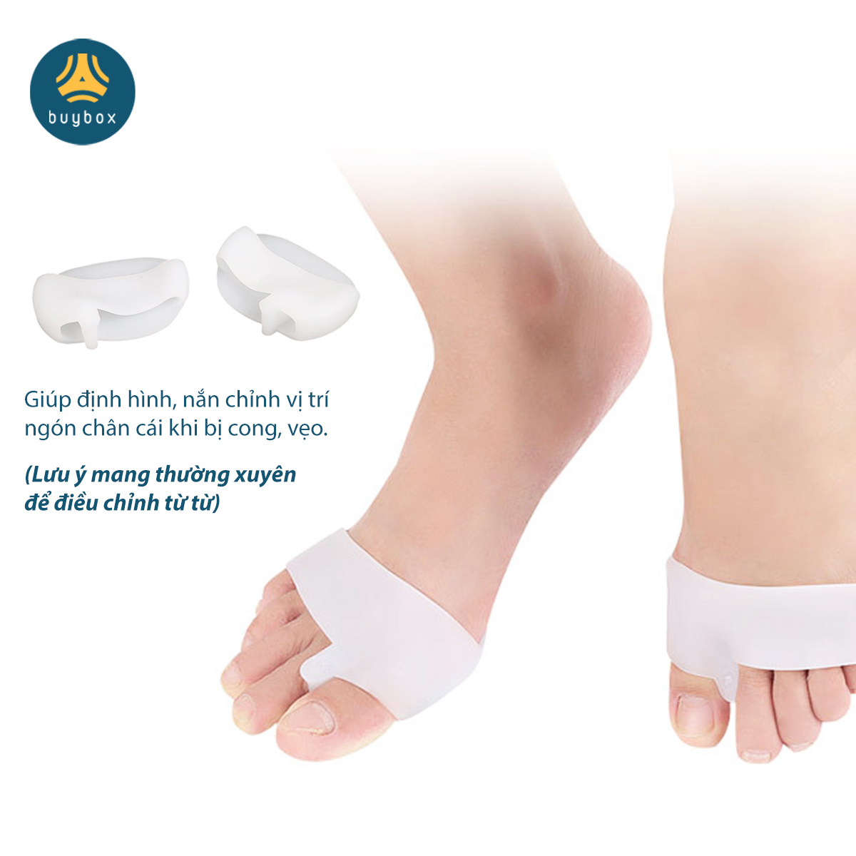 Combo 2 cặp dụng cụ chỉnh hình ngón chân cái bị vẹo Hallux Valgus chất liệu nhựa PC và vớ silicone SEBS - Buybox