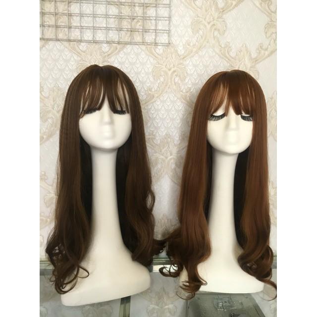 Tóc giả nữ nguyên đầu - Tóc giả nguyên đầu xoăn bấm phồng chân tóc